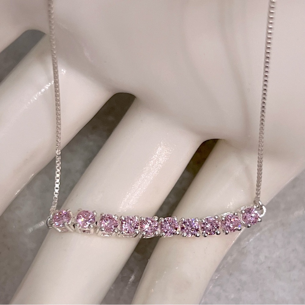 Pink Diamond (Sim) Sterling Silver BOLO Bracelet